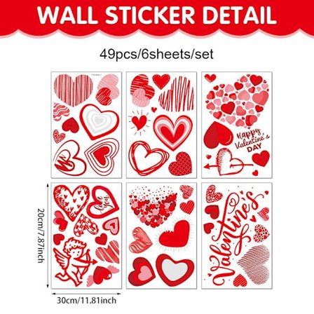 Valentinsdag Atmosfære Dekorative Klistermærker Til Glas Displ