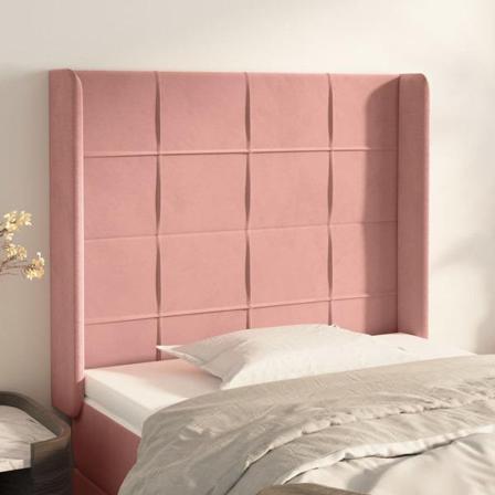 Vidaxl Huvudgavel Med Kanter Rosa 83x16x118/128 Cm Sammet Rosa