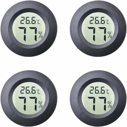 4-pak Mini Rund Hygrometer Termometer Celsius eller Fahrenheit