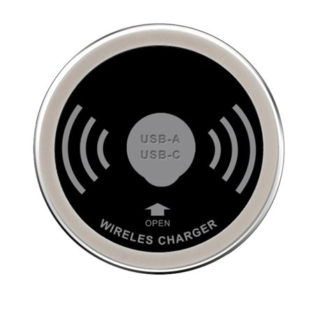 15W USB-C USB-A Snabbladdare 3.0 Inbyggd Qi Snabb Trådlös Laddare för Skrivbord, Inbäddad Laddare 60mm/2.36"