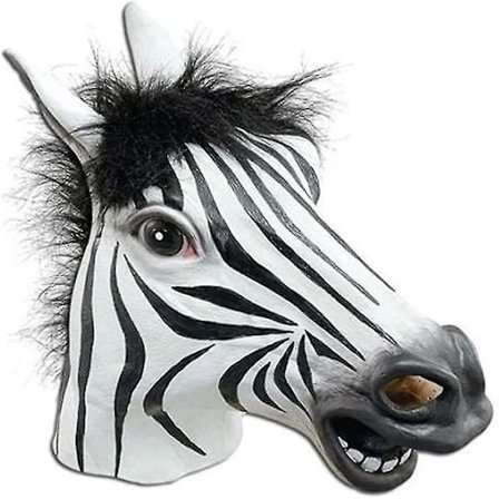 Hela Huvudet Zebra Mask Latex Djur Läskig Halloween Cosplay Party Kostym, Gummi Masker