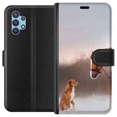 Kompatibel Tegnebogsetui til Samsung Galaxy A32 5G Hest & Hund