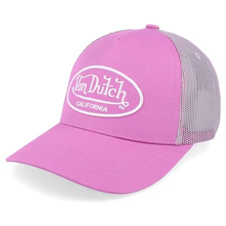 Von Dutch - Rose trucker Casquette - Oval Patch Grey/Pink A-Frame Trucker @ Hatstore