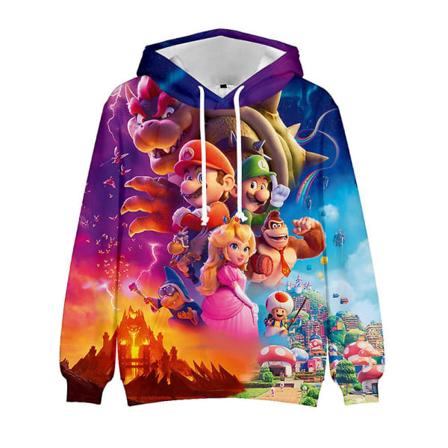 Super Mario Bros Film 3D Cartoon Tryckt Casual Dragkedja Hoodies Långärmad Huvtröja Pullover Toppar Barn Födelsedagspresent A 5-6 År A 5-6 Years
