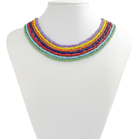 Strandsmyckesset med pärlor i strandtema, färgglada pärlor, kort kedja, boho-pärlhalsband, smyckesgåva