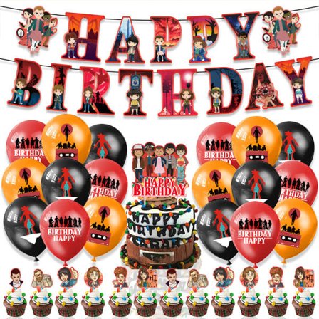 Stranger Things Festpynt Fødselsdagsbanner Kagetopper Balloner