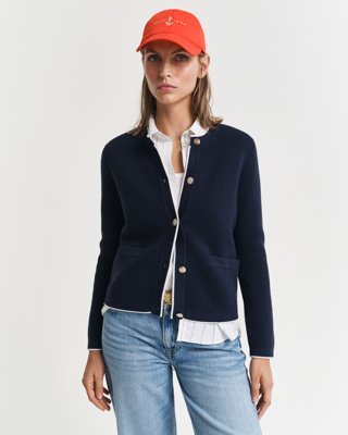 GANT - Strikket cardigan i bomull til dame evening blue