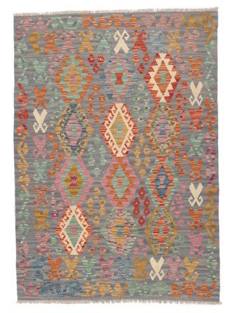 Kelim Afghan Old Style Tæppe 123X176 Brun/Mørkegul Uld, Afghanistan