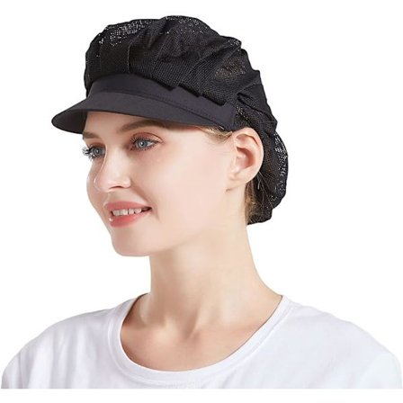 3 Pak Mesh Kokkehatte - Sort, Unisex Køkkenhatte med Mesh, W