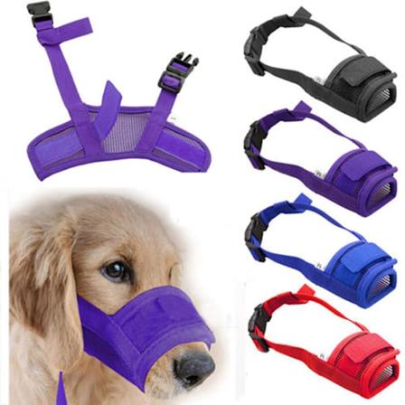 1. Hund Justerbar Maske Bjeffe Bite Nett Munn Kurv Trim Anti Stop Tygge Svart Black XL