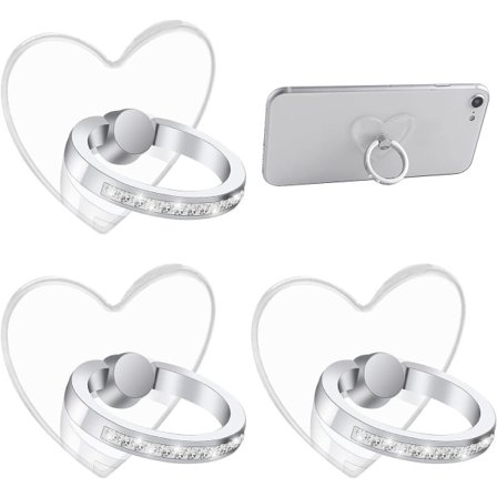 3-pack Mobiltelefonhållare Ringar (Hjärtform) 360° Rotation Diamant