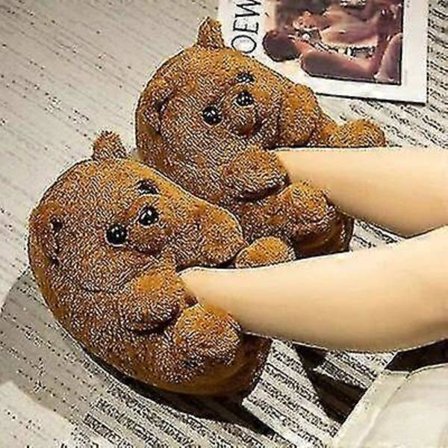 Highland Cow Otter Dyr Toeskoer Juler Varme Myke Innendørs Plysj Toeskoer Kvinner Voksne Flatt Med Fuzzy Hjemmesko