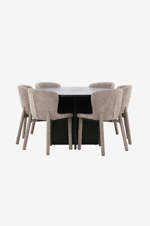 Venture Home - Matbord Strada med Astoria-stol - Brun - Matgrupp 6 personer - Från Homeroom