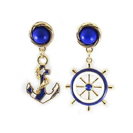 Øreringe Marineblå / Hvid Ankerror