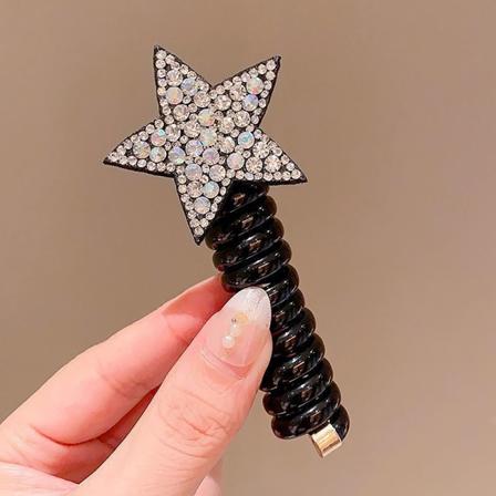 Nye barn Jenter Rhinestone Pentagram Star Hestehale Elastic H A5