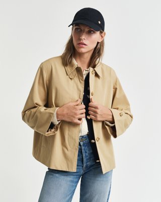 GANT - Kort car coat i bomull til dame oak beige