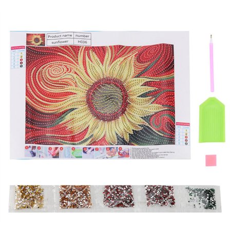 DIY 5D Diamantmålning Borr Broderi Blommig Korsstygn Heminredning Solros