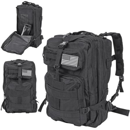 Sotilaskassi / Reppu Nailonia, Musta - 38 Litraa Black