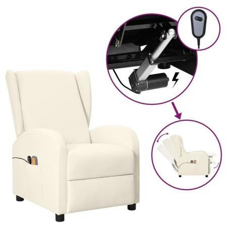 Vidaxl Elektronisk Massagefåtölj Gräddvit Konstläder Kräm