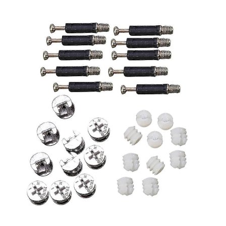 10 Sæt PC Skruer Dyvel Cam Skruer Konnektorer Møbel Samlingsbeslag Konnektorer Cam Lås Fittings Dyvel
