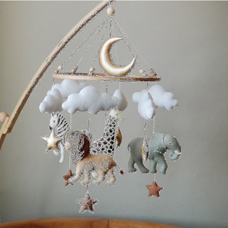 Handgjord Woodland Forest Animals Filt Baby Mobile Trä Filt Baby Spjälsäng Mobile Filt Mobil Leksak