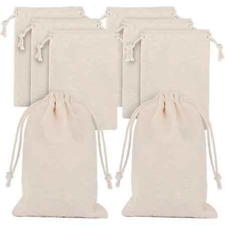 /NN/25 stk små bomullsposer, 10x15cm tøyposer med snøring, bomullspose, jute snøringspose, liten gjenbrukbar sekkpose