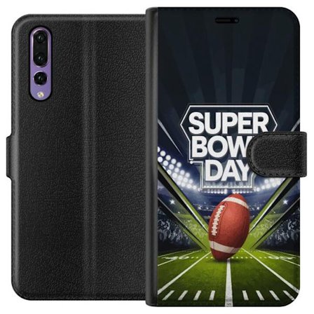 Yhteensopiva Lompakkokotelo Huawei P20 Pro Super Bowl Day juliste, jossa amerikkalainen jalkapallo valaistuksella varustetulla areenalla dramaattisess