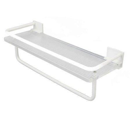 Badeværelse Flydende Hylder 30cm Punch Free Aluminium Akryl Vægmonteret Badeværelse Opbevaringsstativ til Toiletter med Stang