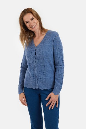 SIGNATURE - Langærmet Strik Cardigan - Blå
