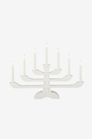 Konstsmide - Elljusstake 7 lj trä 39cm - Vit - Adventsljusstakar - Från Homeroom