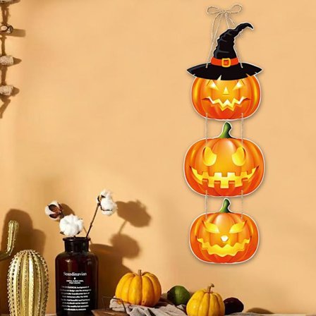 Halloween Dekorationer - Veranda och Trädgårdsdekorationer - Pumpaformad Hängande Skylt - 1 st.