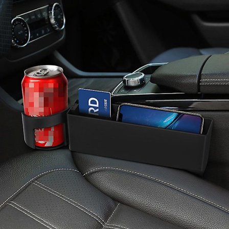 Universal Sort Bil Opbevaringsboks Sæde Sprække Opbevaring Taske Telefon Holder Drikkeflaske Stand Auto Interiør Dekoration Tilbehør| |