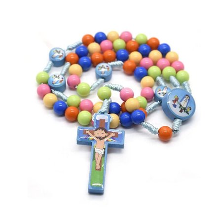 Tegneserie Jesus til Kors Rosenkrans Halskæde Hængende Vedhæng til Børn Piger Drenge Bøn Meditation Gaveartikler