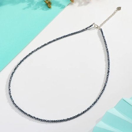 Halskæde til kvinder sølv 925 smykker hjerteformet halskæde 2mm naturlig turmalin sten gratis fragt Chokers sort spinel halskæde
