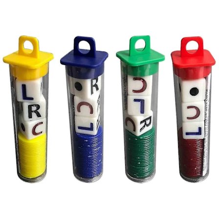 4 stk. party Lcr spil venstre midt højre terning legetøj med forseglet røræske chips terninger sjov