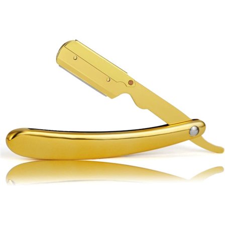 (Guld)Rakkniv för Barberare med Rak Kant, Högkvalitativ Vikbar