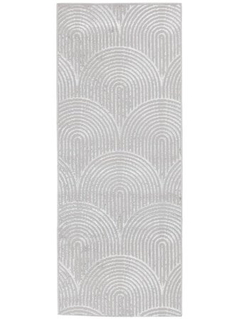 Art Deco 80X200 Small Grey/Silver Grey Geometric Runner Rug