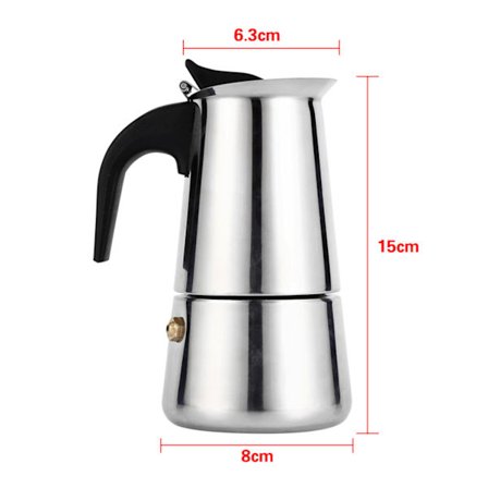 Rostfritt stål Perkolator Moka Pot Kaffebryggare Spis Hemmakontor Användning (100ml)