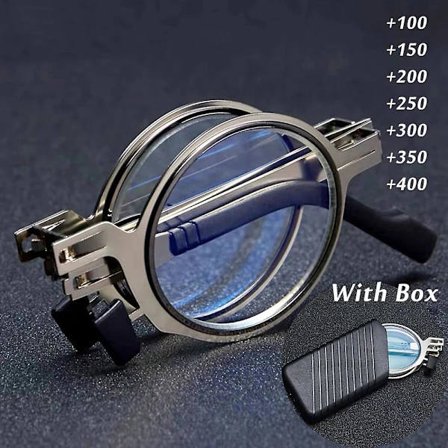 Bärbara hopfällbara läsglasögon Män Metall Rund Fyrkantig Anti Blue Light Glasögon Presbyopi Glasögon Båg Dioptri +1,0 Till +4,0