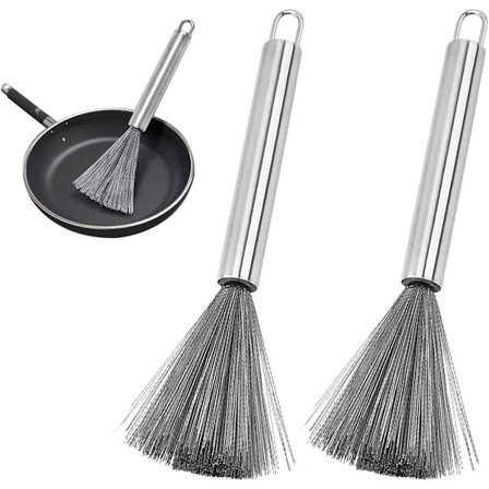 Grydebørste i rustfrit stål - Opvaskebørste til gryder og pander - Pakke med 2 - 304 rustfrit stål