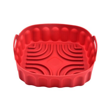 Fyrkantig silikongryta Till Air Fryer Bakkorg RÖD 19CM 19CM
