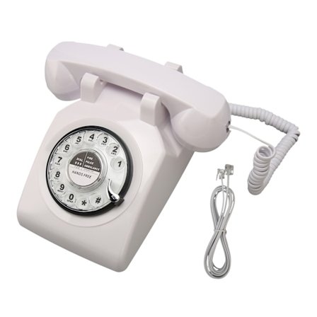 Vintage Retro Drejeskive Fastnettelefon Mekanisk Ringer Højttaler til Hjemmekontor Hotel Hvid