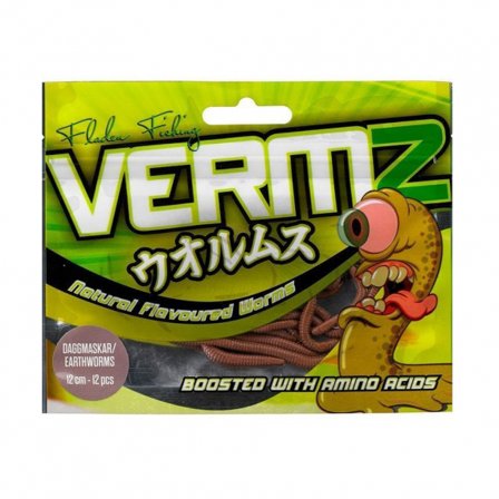 Fladen Vermz Earthworm 12 cm 12pcs, Natural Brown