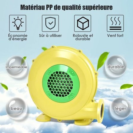 COSTWAY elektrisk blæser med 480W motor til hoppeborg og grill Gul blæser oppustelig pumpe