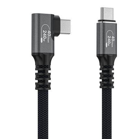 Wozinsky Thunderbolt 4 USB-C -kaapeli kulmaliittimellä 240W 1m 4K - Svart