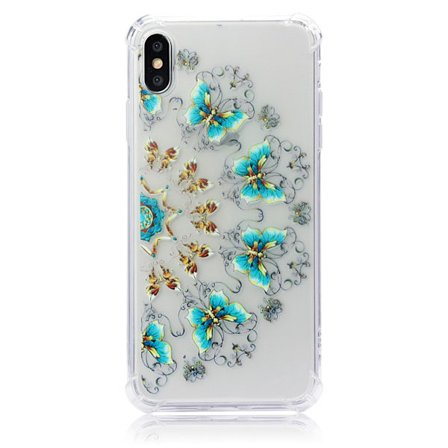 iPhone XS Max TPU Skal - Blue and Gold Butterflies