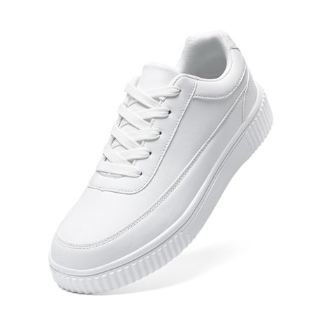 MAEDEF Unisex fritidsskor Lättviktsventilerande sportstil Små vita skor PU-läderskor Platta sneaker för män kvinnor