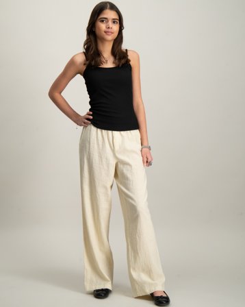 RYVLS Wide Linen Pant Beige Bukser Jente - Kids Brand Store
