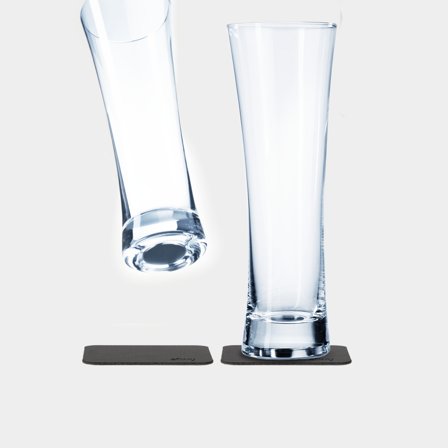 Bicchieri da birra in cristallo magnetici Silwy Magnetic Crystal Glass Beer, trasparente, 33 cl, confezione da 2 + sottobicchieri magnetici