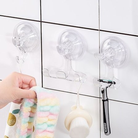 Sugkopp krok, transparent avtagbar tung sugkopp krok, tung fönsterglasering, 3 st